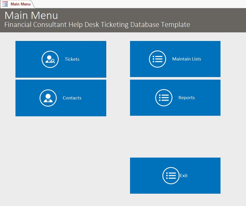 Financial Consultant Help Desk Ticket Tracking Template | Tracking Database